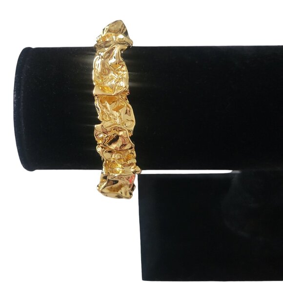Amber Sceats Jewelry - Amber Sceats Emery Cuff Bracelet Crushed Metal Design 24k Plated